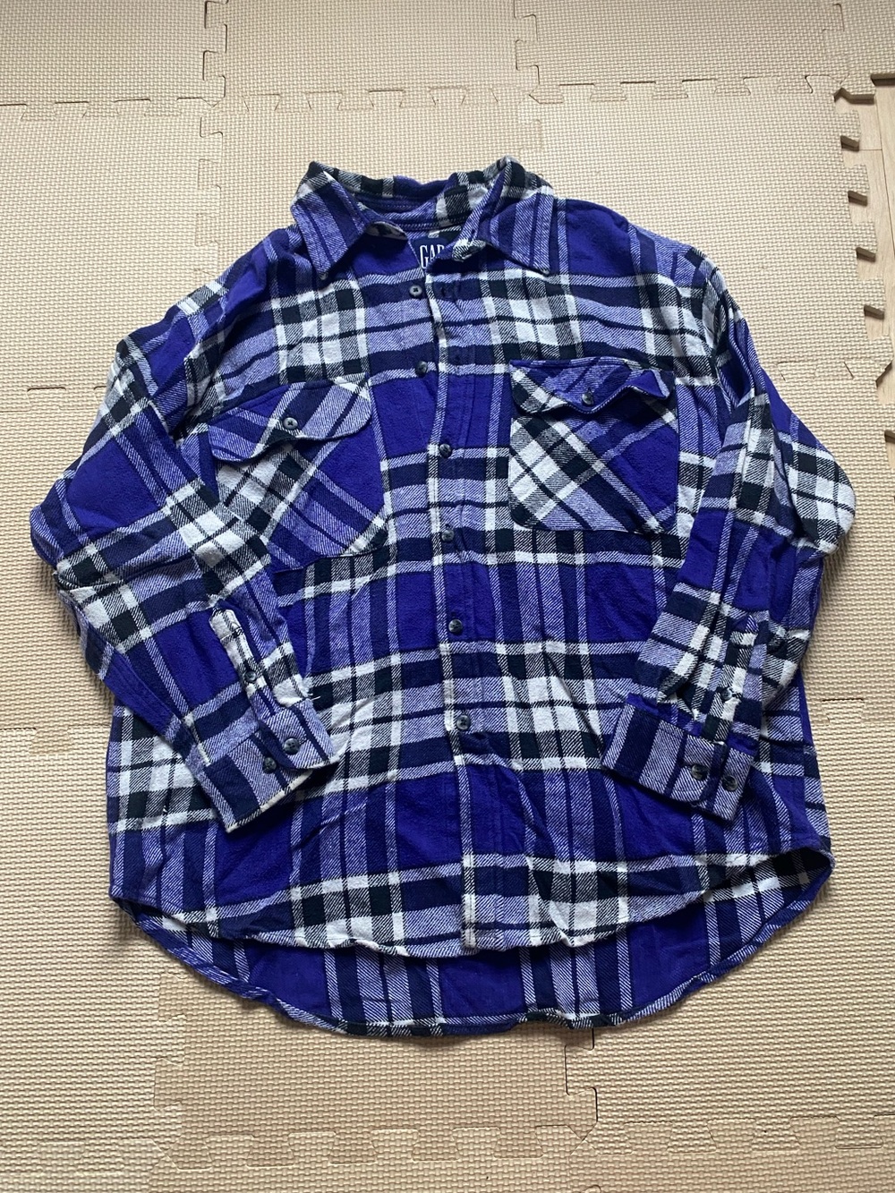 GAP Purple Plaid Button-Up Flannel Shirt Size XXL